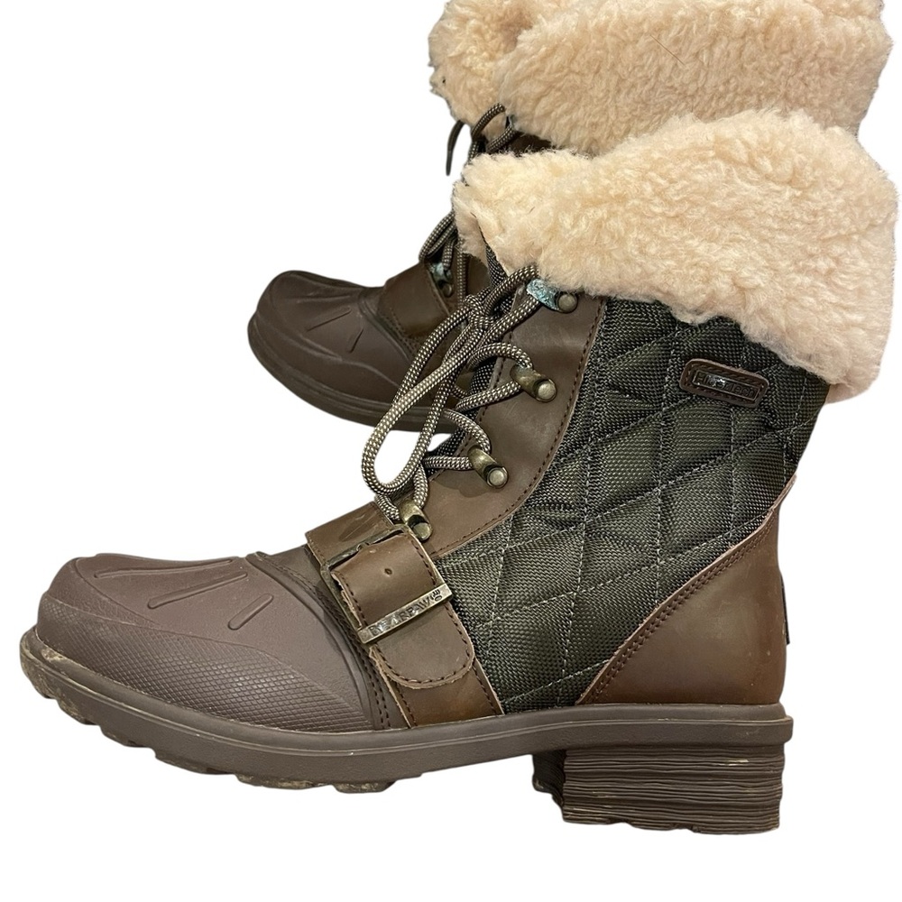 BearPaw Delta Tan and Cream Quilted Boots - Picture 2 of 7